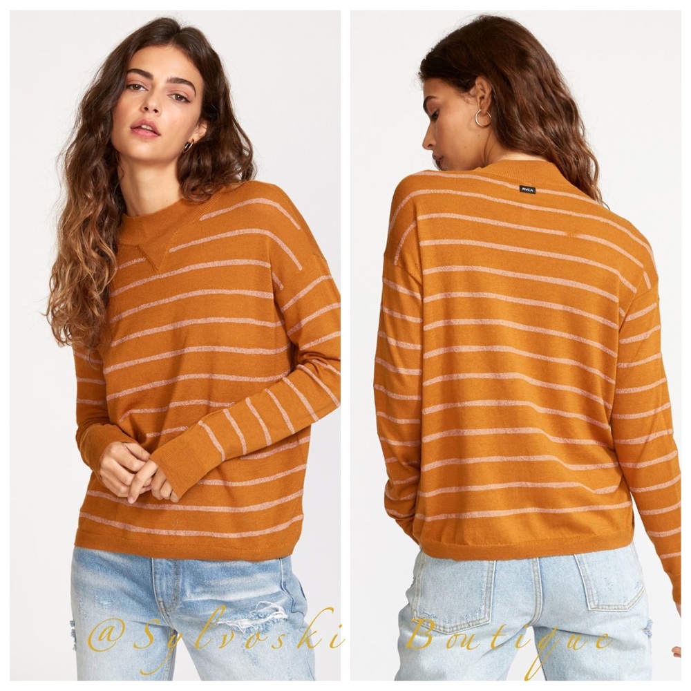 🔥 RVCA Women's Tristan Striped Sweater NWT - Picture 2 of 10